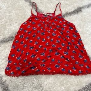 Red, blue, & white flower tank